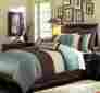 Loft-duvet-blue Venetian Blue Chezmoi Queen Comforter Bedding 8 Piece Beige Brown Luxury Stripe Down Bedroom New