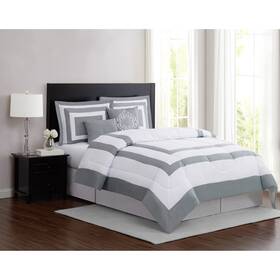 London Fog 783048131980 Raynes Hotel 5 Piece Comforter Set White/grey Full/queen