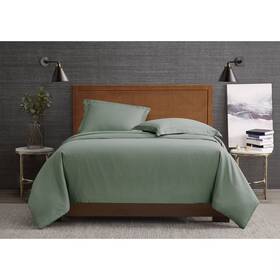 86880107 London Fog 3pc Full/queen Garment Wash Duvet Cover Set Green -