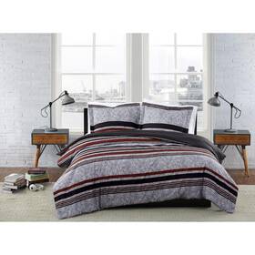 Cs3480kg-1500 London Fog Warren Stripe 3-piece Multi-colored King Comforter Set