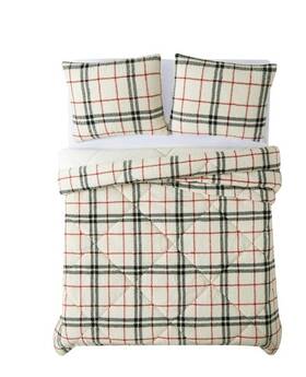 Cs3916brkg-1500 London Fog Popcorn Plaid 3-piece King Comforter Set New