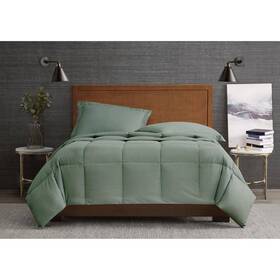 Cs4463grkg-1700 London Fog Garment Wash Solid 3-piece Green Microfiber King Comforter Set
