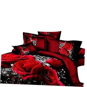 Longji 635546676961 3d Oil Painting Red Rose Bedding Set Queen King Size Comforter Bag Duvet Cover
