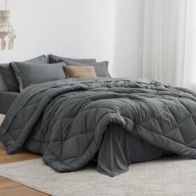 B0cnghryz4 Loves Cabin Twin Xl Comforter Set Dark Grey 5 Pieces Bed In A Bag All