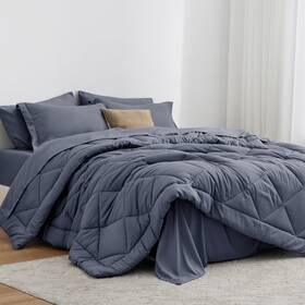 C-usa22a1pjte04fu Loves Cabin Navy Blue Full Comforter Set - 7 Piece All-season Bedding With Sheets Shams