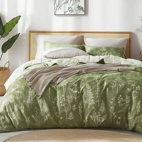 C-usa23a1pjte1a95fu Loves Cabin Olive Green Full Comforter Set - Size 3 Pieces Cute Flora