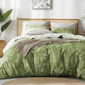 C-usa23a1pjte1a95qu Loves Cabin Olive Green Queen Comforter Set - Size 3 Pieces Cute