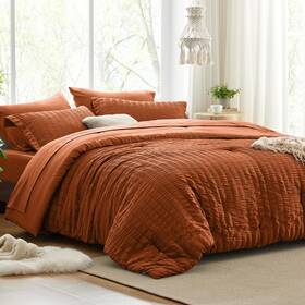C-usa23b1pjte60ki Loves Cabin Seersucker Terracotta King Size Comforter Set 7 Pieces All Seaso C-usa23b1pjte60ki Loves Cabin Seersucker Terracotta King Size Comforter Set 7 Pieces All Seaso