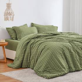 C-usa23b1pjteg3ck Loves Cabin Seersucker Sage Green California King Comforter Set 7 Pieces