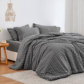 Cusa23l1pjtepgtw Loves Cabin Seersucker Dark Grey Twin Comforter Set 5piece All Season Light