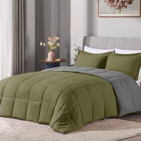 Lovtex 760882022513 3pcs Olive Green Comforter Set Queen-ultra Soft Washed Microfiber Queen