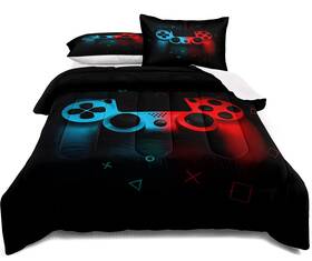 Lris Bedding 014044408327 Gaming Comforter Set Twin Size For Boys Kids Game Room Decor Video Gamer