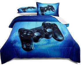 Hu-xi-73 Lris Bedding Gamer Comforter Set For Boys Teens Red And Black Gaming