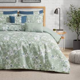 Lbz025425 Lucky Brand Fianna Sage Green Floral Luxury 7 Piece Comforter Bedding Set - Full/queen Si