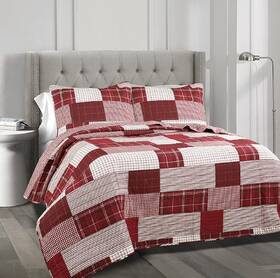 16t003149 Lush D Cor Decor Greenville Quilt Set Red Full/queen 3 Pc And 2 Shams Nwt