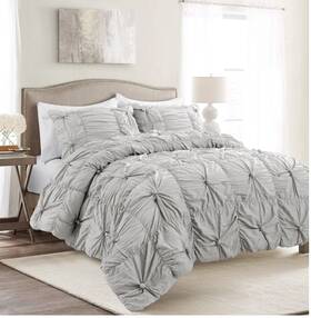 Lush D Cor 848742092231 Full/queen 3pc Bella Comforter And Sham Set In Light Gray