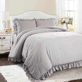 16t003865 Lush Decor Reyna Comforter Light Gray 3-piece King Set
