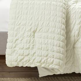 Lush Decor 194938025812 Crinkle Textured Dobby Comforter Set Ivory King