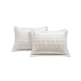 Lush Decor 194938027717 Hygge Geo Reversible 5 Piece Comforter Set Taupe And White King