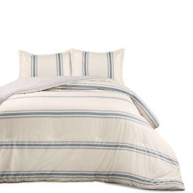 Lush Decor 194938043298 Farmhouse Stripe 3-piece Comforter Set Blue California King