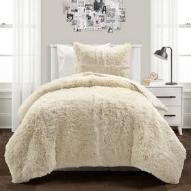 Lush Decor 194938045483 Emma Soft Fluffy Faux Fur College Dorm Oversized Comforter Set Twin-xl Whea
