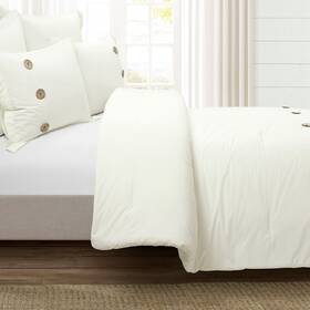 Lush Decor 194938056342 Linen Button Cotton Blend Comforter 5 Piece Set
