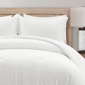 Lush Decor 194938060677 Haniya Solid Woven Cotton Textured Waffle Comforter Set Full/queen White -