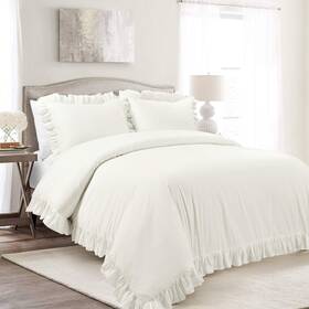 Lush Decor 194938062695 Reyna Ruffle Cotton Duvet Cover Set 3 Piece California King W