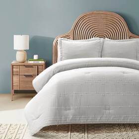 Lush Decor 194938071024 Clipped Stripe Jacquard Comforter 3 Piece Set