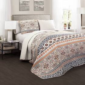 51625084 Lush Decor Nesco Quilt 3 Piece Set Full/queen Navy/coral - D Cor