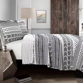 53622579 Lush Decor 3pc King Hygge Geo Quilt Set Black/white - D Cor