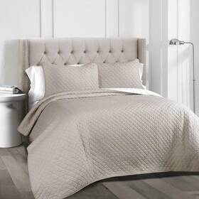 53856622 Lush Decor D Cor 3pc King Ava Diamond Oversized Cotton Quilt Set Gray