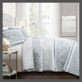 54022206 Lush Decor Full/queen 3pc Nisha Reversible Quilt Set Blue - D Cor