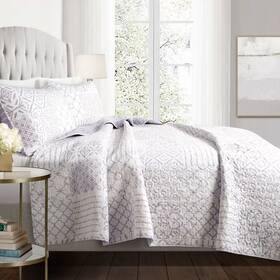 54613836 Lush Decor King 3pc Monique Quilt And Sham Set Lavender - D Cor