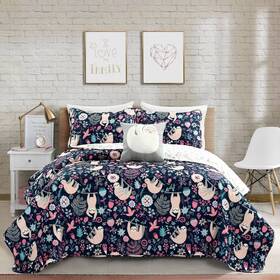 76526148 Lush Decor 4pc Full/queen Kidsft Hygge Sloth Reversible Bedding Set With Throw Pillow
