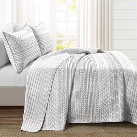 79843703 Lush Decor 3pc Full/queen Hygge Geo Quilt Set Gray - D Cor