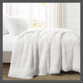 80525780 Lush Decor 3pc Full/queen Emma Faux Fur Comforter Set White - D Cor