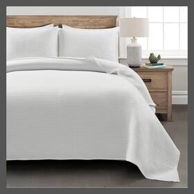 80526280 Lush Decor Cotton Quilt Set Oeko-tex Kantha Pick Stitch Reversible White King