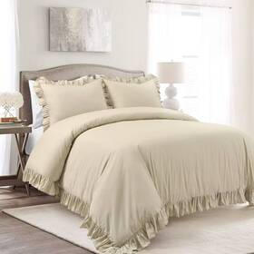 80527120 Lush Decor King 3pc Reyna Cotton Duvet Cover Set Beige - D Cor