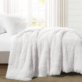 83504640 Lush Decor 2pc Twin/twin Extra Long Emma Faux Fur Comforter Set White -