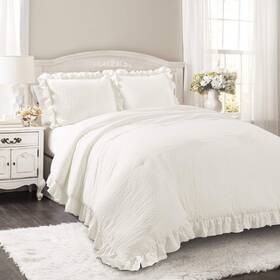 Lush Decor 848742065495 Reyna Ruffle Comforter Set - 3 Piece Cozy Ruffled Bedding Ti