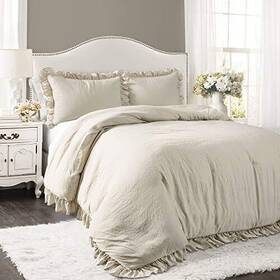 Lush Decor 848742081822 Reyna Ruffle Comforter Set - 3 Piece Cozy Ruffled Bedding Timeless Eleg
