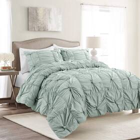 Lush Decor 848742092224 Bella Sabby Chic 3 Piece Comforter Set Blue King