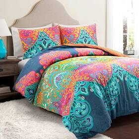 85334036 Lush Decor 3pc King Boho Chic Cotton Duvet Cover Set Turquoise/navy - D Cor