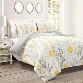 85334048 Lush Decor 3pc King Aprile Cotton Duvet Cover Set Yellow/gray - D Cor
