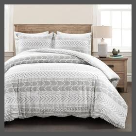 85334058 Lush Decor 3pc King Hygge Geo Duvet And Sham Set Gray/white - D Cor