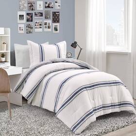 86253774 Lush Decor 2pc Twin/twin Extra Long Farmhouse Stripe Reversible Cotton Comforter And Sham Set