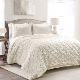 86253814 Lush Decor 3pc Full/queen Pintuck Soft Oversized Duvet Cover Ivory D Cor