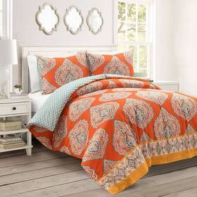 86253815 Lush Decor 3pc Full/queen Harley Cotton Duvet Cover Set Tangerine - D Cor