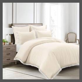 87533294 Lush Decor D Cor 5pc King Rosalie Cottage Core Embellished Lace Comforter Set Ivory